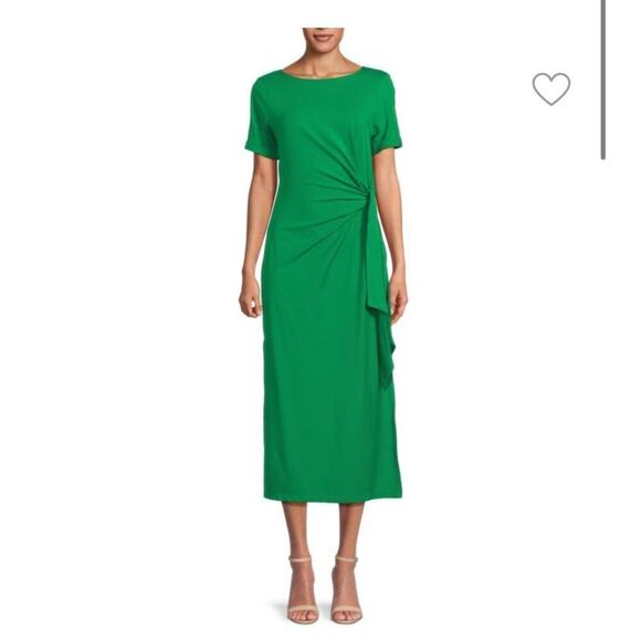 DKNY Short Sleeve Shift Midi Dress Green Size Small - Picture 1 of 6